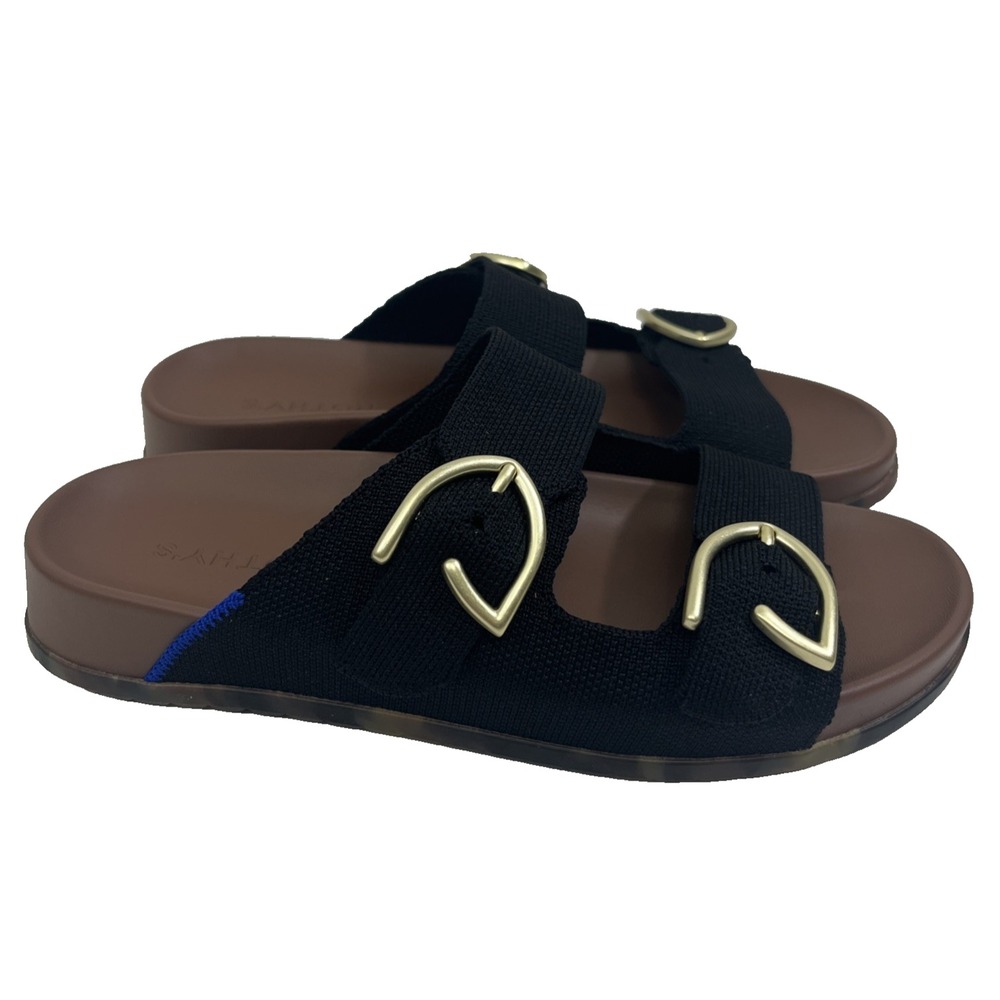 Rothy's The Buckle Slide Black Sandal Women's Size 6.5 New 257-001